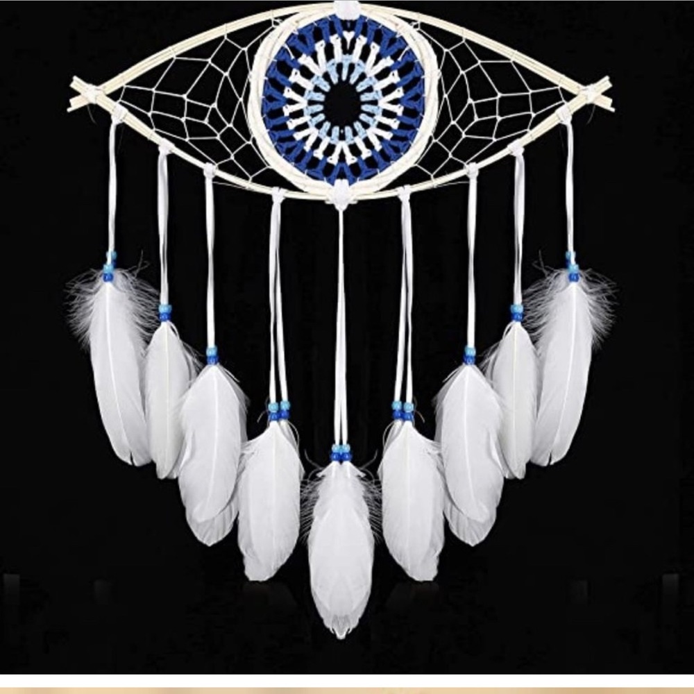Evil Eye Dreamcatcher - White Feathers